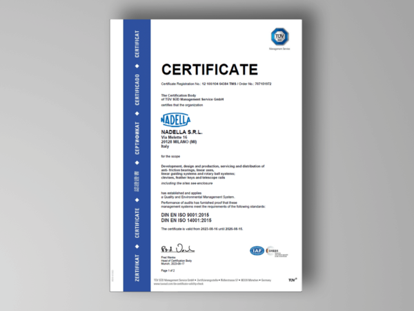 Nadella ISO:9001 Certification